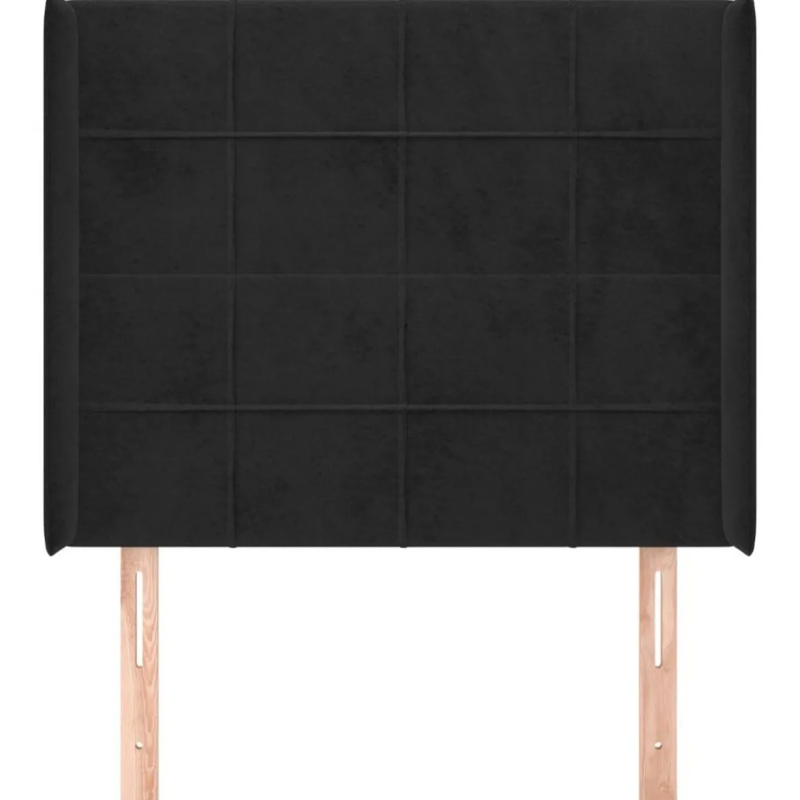 Tete de lit avec oreilles Noir 103x16x118/128 cm Velours