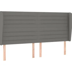 Tete de lit avec oreilles Gris fonce 203x23x118/128 cm Tissu