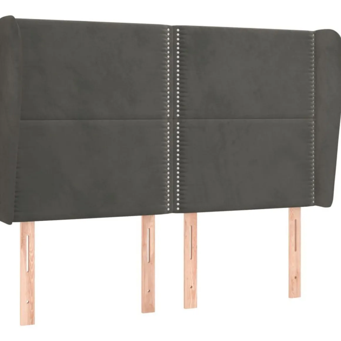 Tete de lit avec oreilles Gris fonce 147x23x118/128 cm Velours