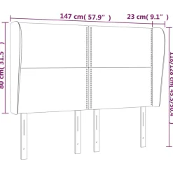 Tete de lit avec oreilles Gris fonce 147x23x118/128 cm Velours