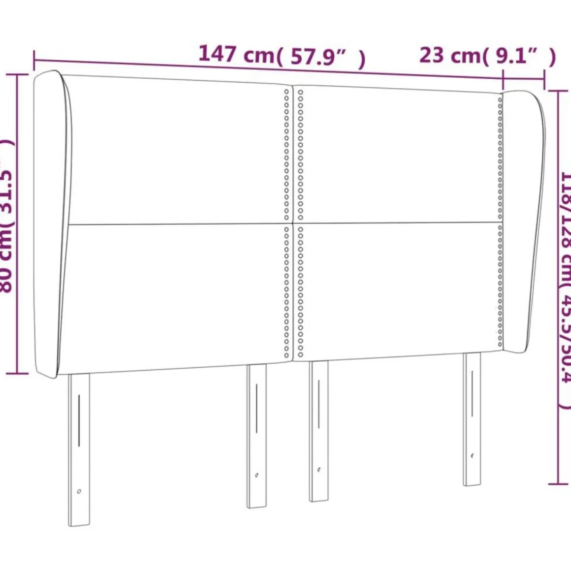 Tete de lit avec oreilles Gris fonce 147x23x118/128 cm Velours