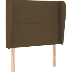 Tete de lit avec oreilles Marron fonce 103x23x118/128 cm Tissu