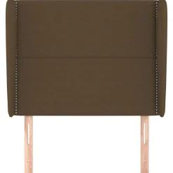 Tete de lit avec oreilles Marron fonce 103x23x118/128 cm Tissu