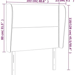 Tete de lit avec oreilles Marron fonce 103x23x118/128 cm Tissu