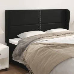 Tete de lit avec oreilles Noir 203x23x118/128 cm Similicuir