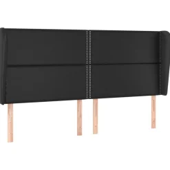 Tete de lit avec oreilles Noir 203x23x118/128 cm Similicuir