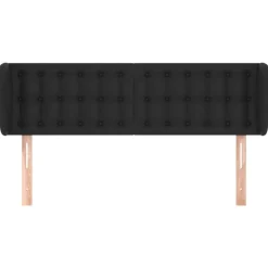 Tete de lit avec oreilles Noir 147x23x78/88 cm Similicuir