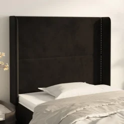 Tete de lit avec oreilles Noir 93x16x118/128 cm Velours