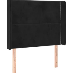 Tete de lit avec oreilles Noir 93x16x118/128 cm Velours