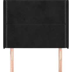 Tete de lit avec oreilles Noir 93x16x118/128 cm Velours