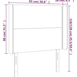 Tete de lit avec oreilles Noir 93x16x118/128 cm Velours