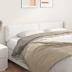 Tete de lit avec oreilles Blanc 183x23x78/88 cm Similicuir