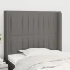 Tete de lit avec oreilles Gris fonce 83x16x118/128 cm Tissu