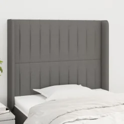 Tete de lit avec oreilles Gris fonce 83x16x118/128 cm Tissu