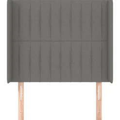 Tete de lit avec oreilles Gris fonce 83x16x118/128 cm Tissu