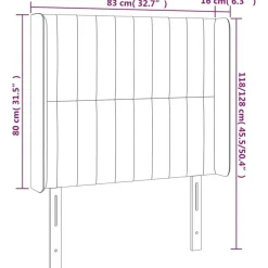 Tete de lit avec oreilles Gris fonce 83x16x118/128 cm Tissu
