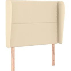 Tete de lit avec oreilles Creme 93x23x118/128 cm Tissu