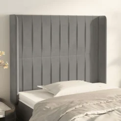 Tete de lit avec oreilles Gris clair 103x16x118/128 cm Velours