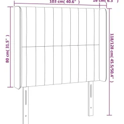 Tete de lit avec oreilles Gris clair 103x16x118/128 cm Velours