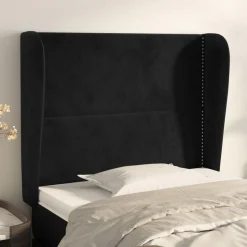 Tete de lit avec oreilles Noir 83x23x118/128 cm Velours