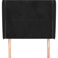 Tete de lit avec oreilles Noir 83x23x118/128 cm Velours