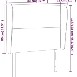 Tete de lit avec oreilles Noir 83x23x118/128 cm Velours