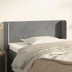 Tete de lit avec oreilles Gris clair 93x16x78/88 cm Velours