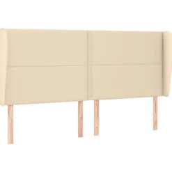 Tete de lit avec oreilles Creme 163x23x118/128 cm Tissu