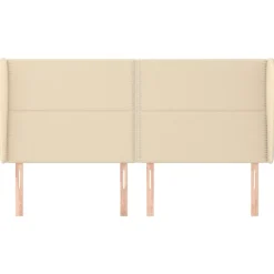 Tete de lit avec oreilles Creme 163x23x118/128 cm Tissu