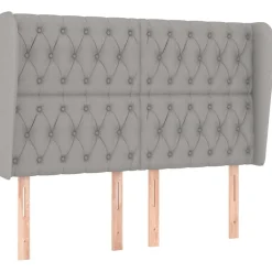 Tete de lit avec oreilles Gris clair 147x23x118/128 cm Tissu