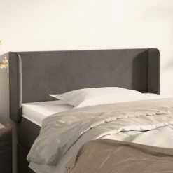 Tete de lit avec oreilles Gris fonce 83x16x78/88 cm Velours