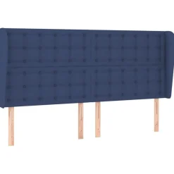 Tete de lit avec oreilles Bleu 203x23x118/128 cm Tissu