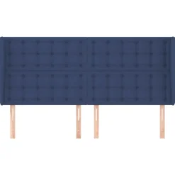 Tete de lit avec oreilles Bleu 203x23x118/128 cm Tissu