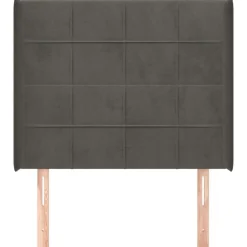 Tete de lit avec oreilles Gris fonce 83x16x118/128 cm Velours