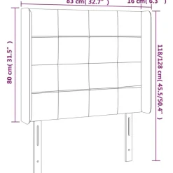 Tete de lit avec oreilles Gris fonce 83x16x118/128 cm Velours