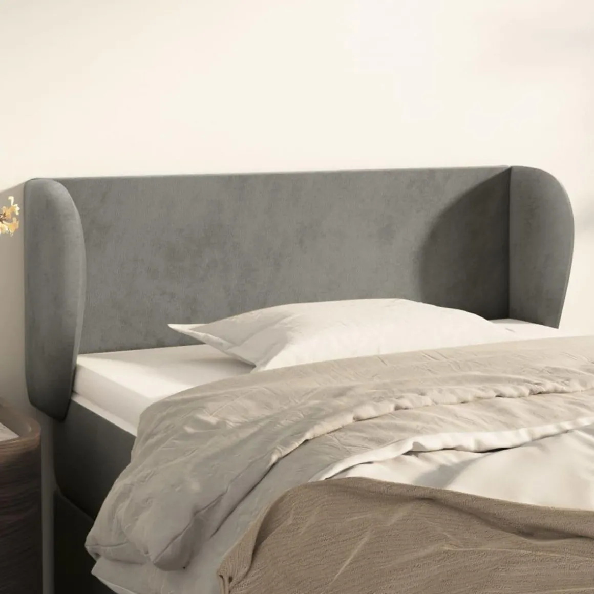 Tete de lit avec oreilles Gris clair 93x23x78/88 cm Velours