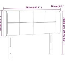 Tete de lit avec oreilles Gris clair 103x16x78/88 cm Tissu