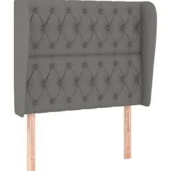 Tete de lit avec oreilles Gris fonce 93x23x118/128 cm Tissu