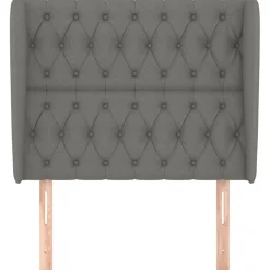 Tete de lit avec oreilles Gris fonce 93x23x118/128 cm Tissu