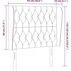 Tete de lit avec oreilles Gris fonce 93x23x118/128 cm Tissu