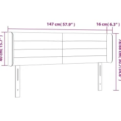 Tete de lit avec oreilles Taupe 147x16x78/88 cm Tissu