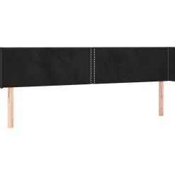 Tete de lit avec oreilles Noir 203x16x78/88 cm Velours