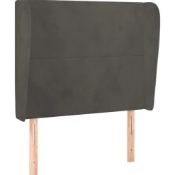 Tete de lit avec oreilles Gris fonce 103x23x118/128 cm Velours