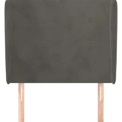 Tete de lit avec oreilles Gris fonce 103x23x118/128 cm Velours