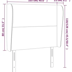 Tete de lit avec oreilles Gris fonce 103x23x118/128 cm Velours
