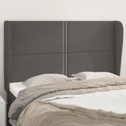 Tete de lit avec oreilles Gris 147x23x118/128 cm Similicuir