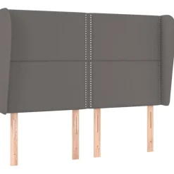 Tete de lit avec oreilles Gris 147x23x118/128 cm Similicuir