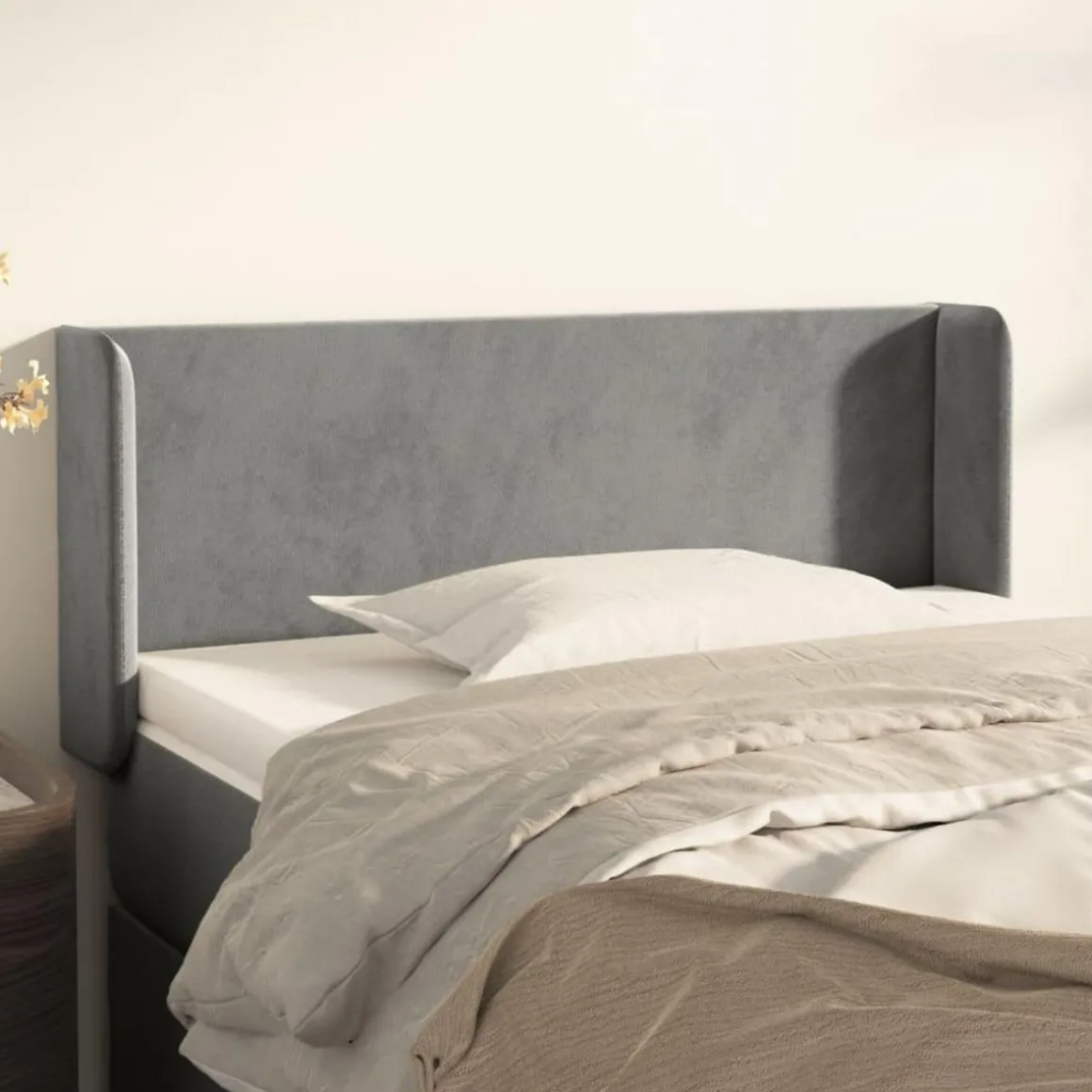 Tete de lit avec oreilles Gris clair 103x16x78/88 cm Velours