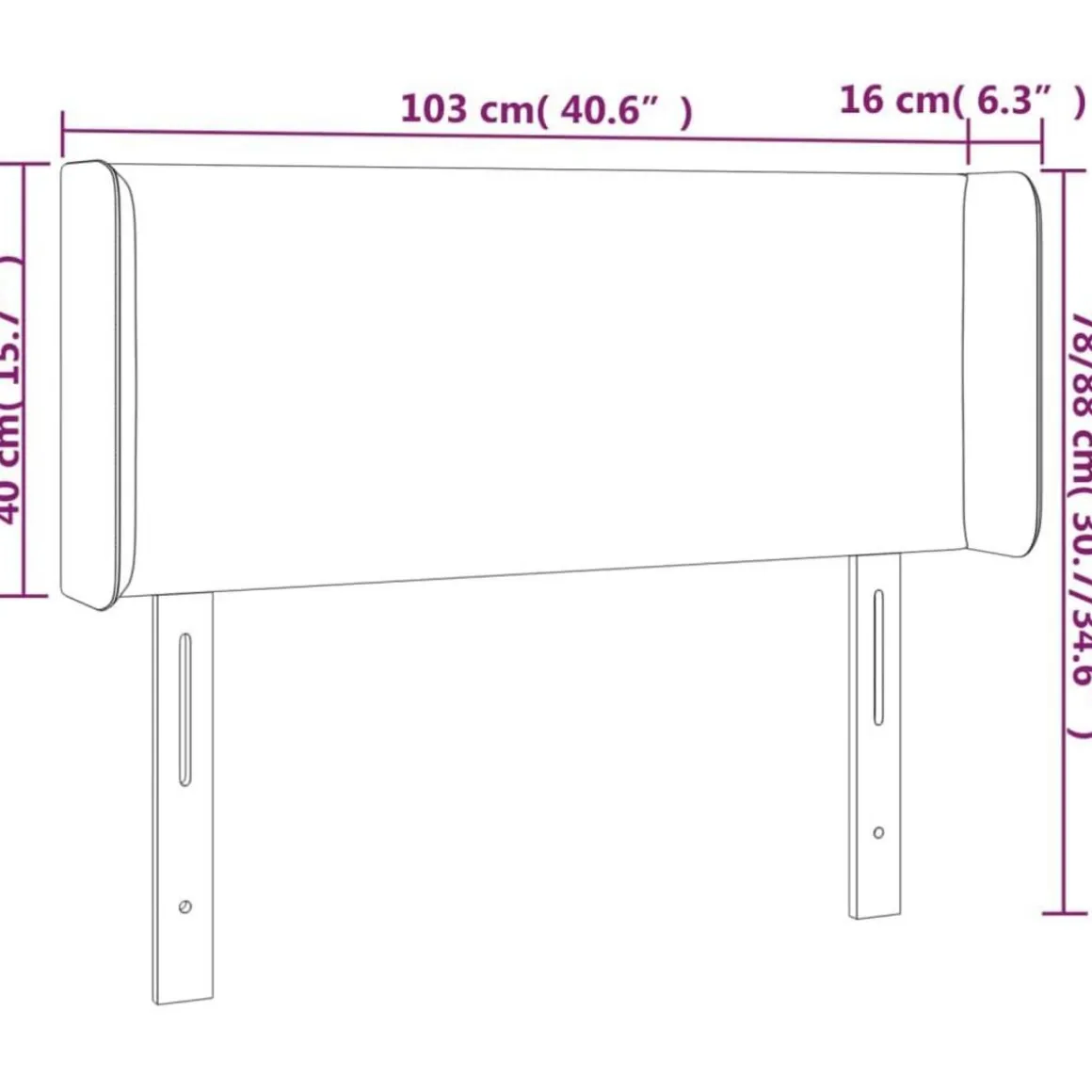 Tete de lit avec oreilles Gris clair 103x16x78/88 cm Velours