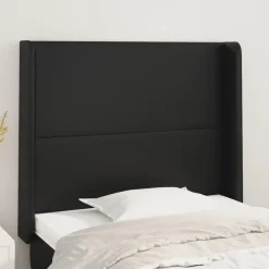 Tete de lit avec oreilles Noir 83x16x118/128 cm Similicuir